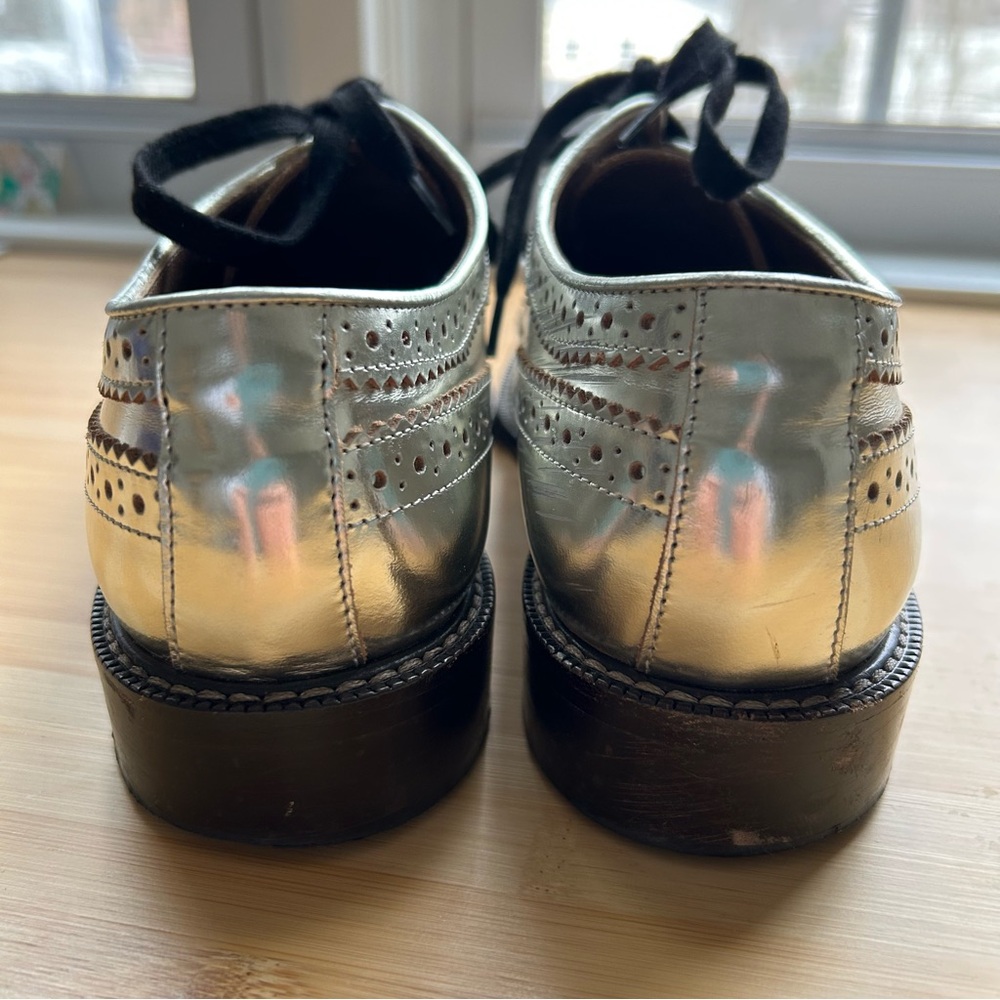 Marni Silver Metallic Brogue Lace Ups Size 40.5 - Picture 3 of 11